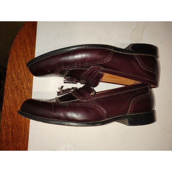 Vtg Bostonian Burgundy Leather Wingtip Brogue Oxford 12M made in USA main image 5